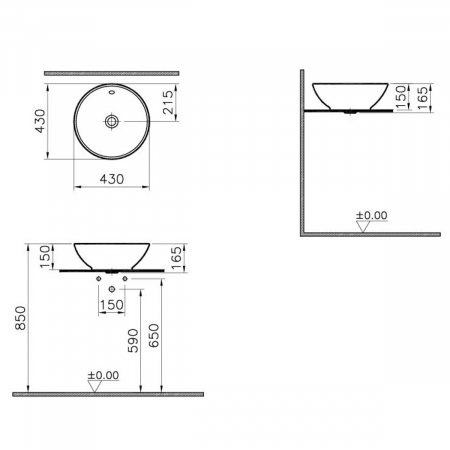 Lavoar / chiuveta baie ovala tip bol 43cm, cu orificiul pentru preaplin, alb | 4324B003-0012 [1]