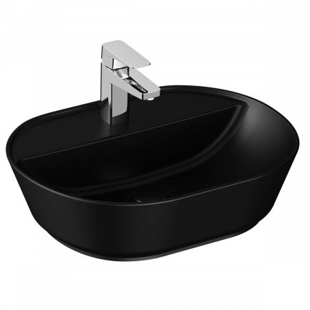 Lavoare - Lavoar / chiuveta baie ovala tip bol 55cm, cu orificiu pentru baterie, fara orificiul preaplin, negru mat | 7428B083-0041
