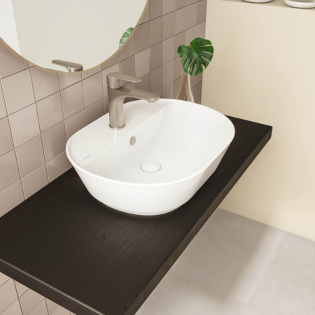 Lavoar / chiuveta baie ovala tip bol 55cm, cu orificiul pentru baterie si preaplin | 7428B003-0001 [3]