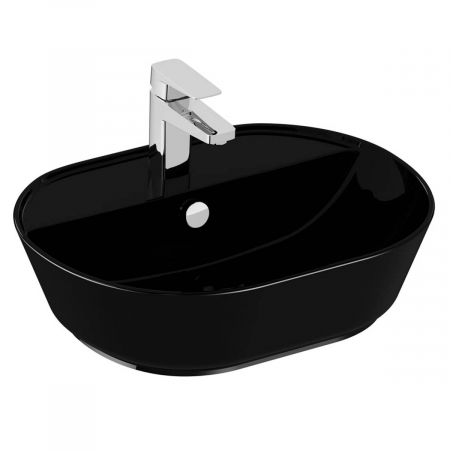 Lavoare - Lavoar / chiuveta baie ovala tip bol 55cm, cu orificiul pentru baterie si preaplin, negru | 7428B070-0001