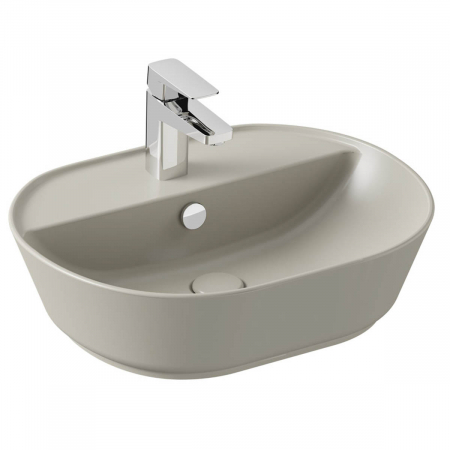 Lavoare - Lavoar / chiuveta baie ovala tip bol 55cm, cu orificiul pentru baterie si preaplin, taupe mat | 7428B020-0001