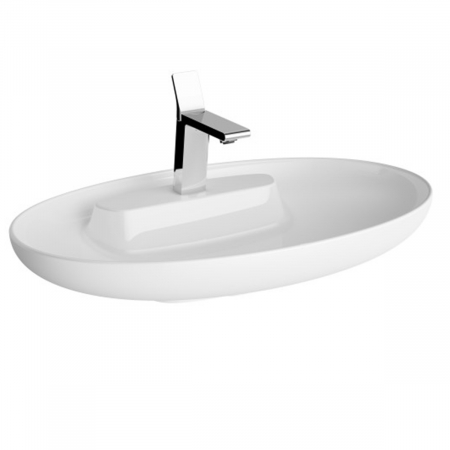 Lavoare - Lavoar / chiuveta baie ovala tip bol 75cm cu orificiu pentru baterie, fara orificiul preaplin, alb | 5881B403-0563