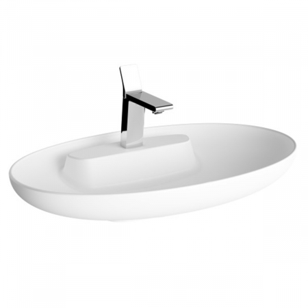 Lavoare - Lavoar / chiuveta baie ovala tip bol 75cm cu orificiu pentru baterie, fara orificiul preaplin, alb mat | 5881B401-0563