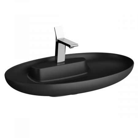 Lavoare - Lavoar / chiuveta baie ovala tip bol 75cm cu orificiu pentru baterie, fara orificiul preaplin, negru mat | 5881B483-0563