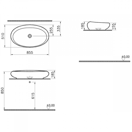Lavoar / chiuveta baie ovala tip bol 85cm, alb | 4446B403-0016 [1]