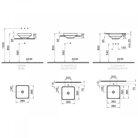 Lavoar / chiuveta baie patrata tip bol 40cm, alb | 4441B403-1361 [1]