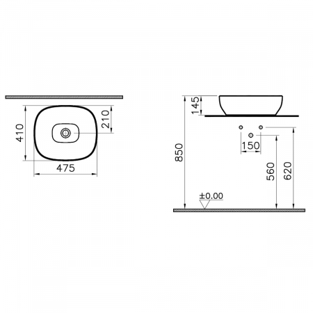 Lavoar / chiuveta baie patrata tip bol | 5994B403-0016 [1]