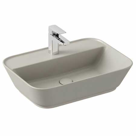 Lavoare - Lavoar / chiuveta baie patrata tip bol 60cm, cu orificiu pentru baterie, fara orificiul preaplin, taupe mat | 7426B020-0041