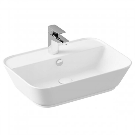 Lavoare - Lavoar / chiuveta baie patrata tip bol 60cm, cu orificiul pentru baterie si preaplin, alb mat | 7426B001-0001