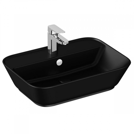 Lavoare - Lavoar / chiuveta baie patrata tip bol 60cm, cu orificiul pentru baterie si preaplin, negru mat | 7426B083-0001