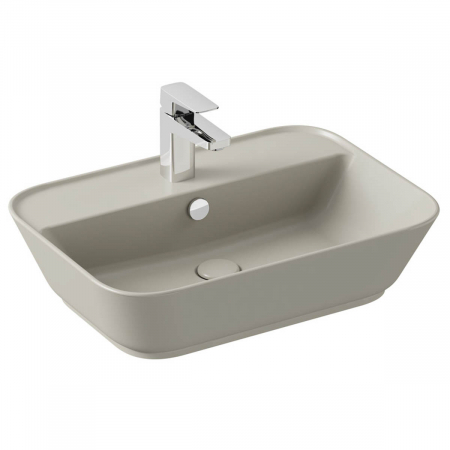 Lavoare - Lavoar / chiuveta baie patrata tip bol 60cm, cu orificiul pentru baterie si preaplin, taupe mat | 7426B020-0001