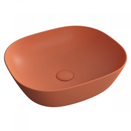 Lavoare - Lavoar / chiuveta baie patrata tip bol slim 45cm fara orificiu baterie, fara orificiul preaplin, roz teracota mat, alb | 7810B477-0016