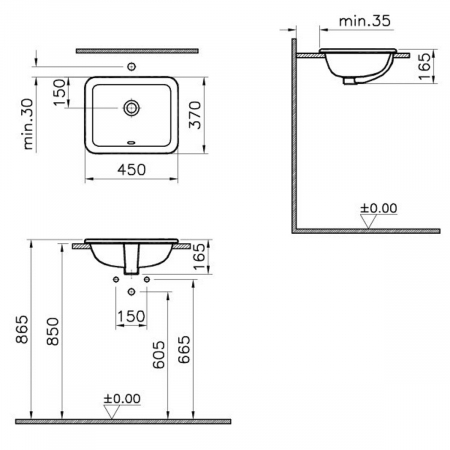 ‎Lavoar / chiuveta baie pe blat, 45cm | 5473B003-0642 [1]