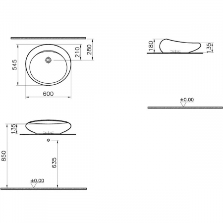 ‎Lavoar / chiuveta baie pe blat 60cm alb | 4280B403-0016 [1]