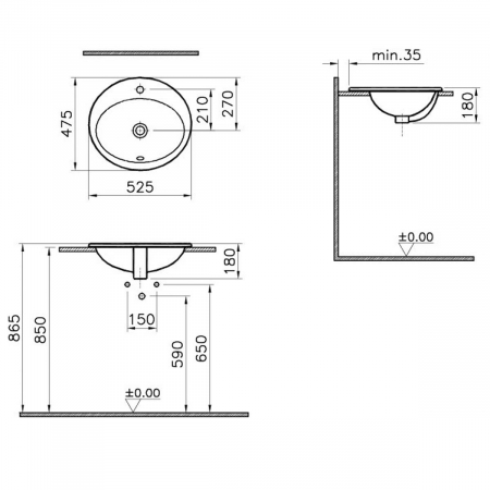 ‎Lavoar / chiuveta baie pe blat, rotund, 53cm | 5468B003-0001 [1]