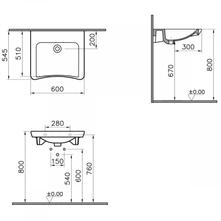 Lavoar baie pentru persoane cu nevoi speciale / handicap 60cm | 5289B003-0016 [1]