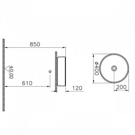 Lavoar / chiuveta baie rotunda tip bol 40cm x 40cm, fara orificiu baterie, fara orificiul preaplin | 7439B003-0016 [1]