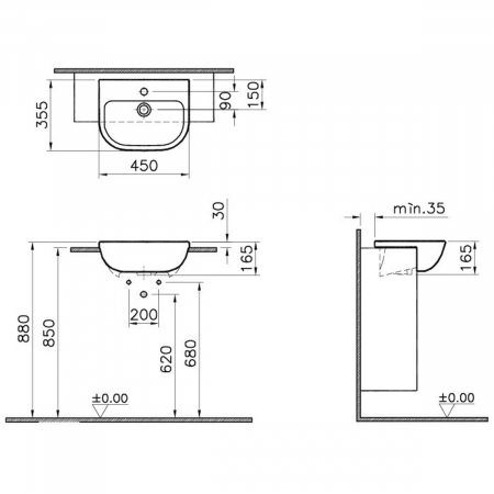 Lavoar / chiuveta baie semiincastrat 45cm, compact | 5521B003-0001 [1]
