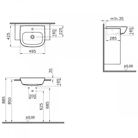 Lavoar / chiuveta baie semiincastrat, 50cm | 5635B003-0001 [1]
