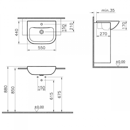 Lavoar / chiuveta baie semiincastrat 55cm | 5524B003-0001 [1]