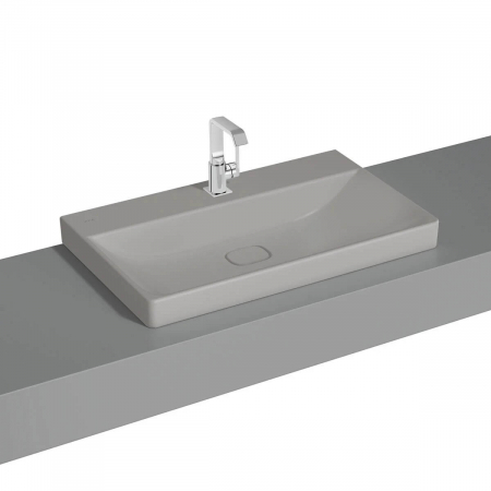 Lavoar / chiuveta baie standard 80cm cu orificiu pentru baterie, fara orificiul preaplin, pe blat | 7527B076-0937
