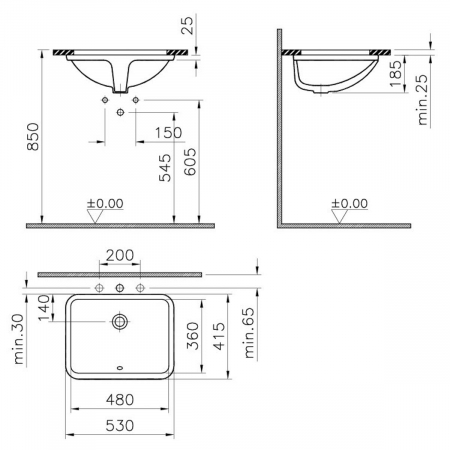 Lavoar / chiuveta baie sub blat 48cm | 5339B003-0012 [1]