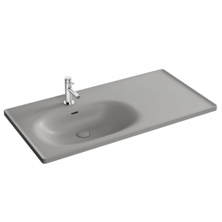Lavoare - Lavoar / chiuveta baie tip vanity 100cm, cu orificiul pentru baterie si preaplin, culoare piatra gri mat | 7243B476-0001