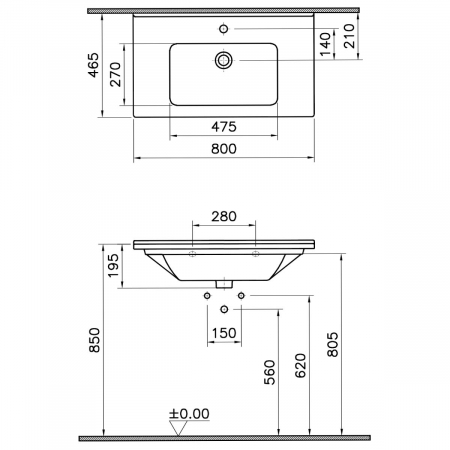 Lavoar / chiuveta baie tip vanity 80cm | 5408B003-0001 [1]