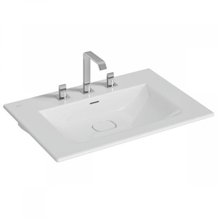 Lavoar / chiuveta baie tip vanity 80cm, cu 3 orificii pentru baterie, cu orificiul preaplin | 7538B003-0033