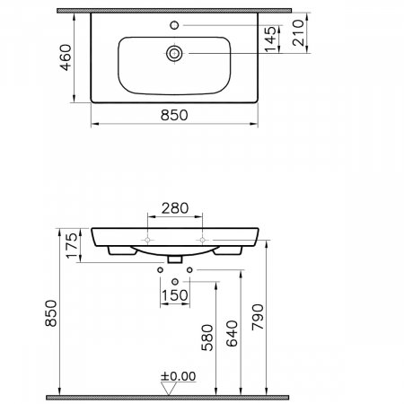 Lavoar / chiuveta baie tip vanity, 85cm | 5523B003-0001 [1]