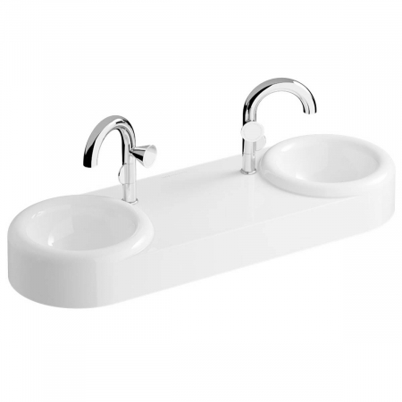 Lavoare duble baie - Lavoar dublu / chiuveta baie dubla, cu orificiu pentru baterie, fara orificiul preaplin, 110cm | 7313B403-0041