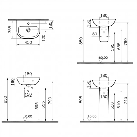 ‎lavoar mic / chiuveta baie compacta 45cm | 5500L003-0001 [1]