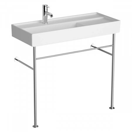 Lavoare - ‎Lavoar mic / chiuveta baie compacta 90cm x 38cm cu orificiu pentru baterie, fara orificiul preaplin, cu picioare metalice | 7402B003-6277