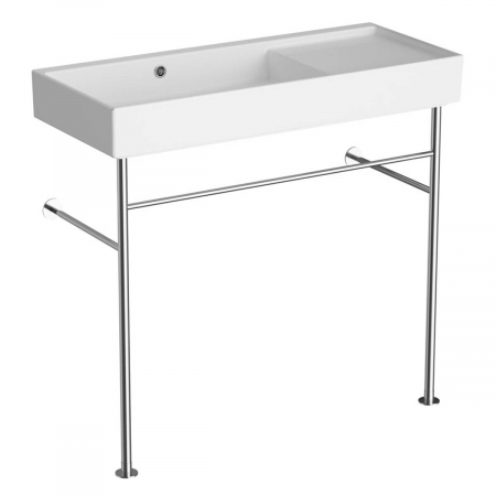 Lavoare - ‎Lavoar mic / chiuveta baie compacta 90cm x 38cm fara orificiu baterie, cu orificiul preaplin, cu picioare metalice | 7405B003-6278