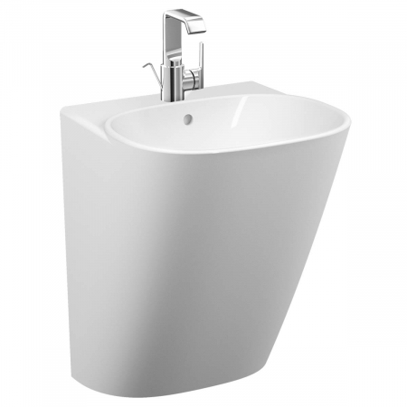 Lavoare - Lavoar monobloc cu semipiedestal 50cm cu orificiul pentru baterie si preaplin, alb, 424216 ventil scurgere si sifon inclus | 5798B403-0001