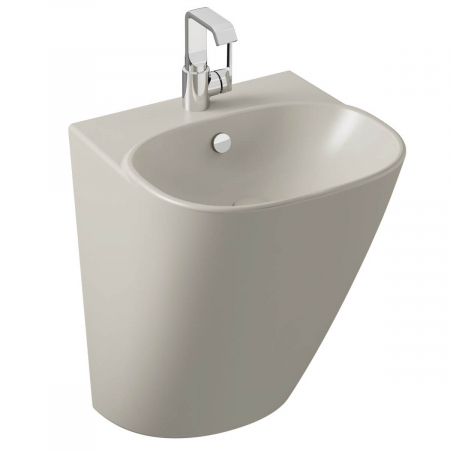 Lavoare - Lavoar monobloc cu semipiedestal 50cm cu orificiul pentru baterie si preaplin, taupe mat, 424216 ventil scurgere si sifon inclus | 5798B420-0001