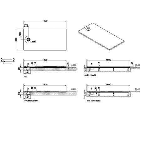 Cadita de dus slim 160x80 rectangulara texturata alb | 65240001800 [1]