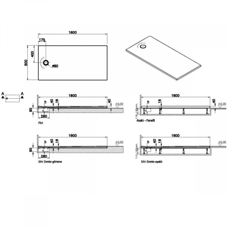 Cadita de dus slim 160x80 rectangulara st alb | 65240001000 [1]