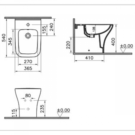 Bideu pe pardoseala lipit de perete | 7492L003-0288 [1]