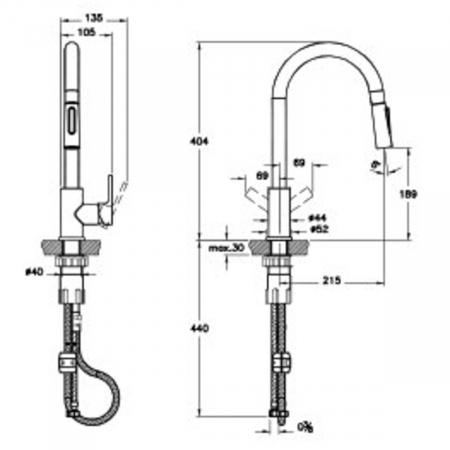 Maestro baterie chiuveta bucatarie extractabila pull-down | A42145EXP [1]