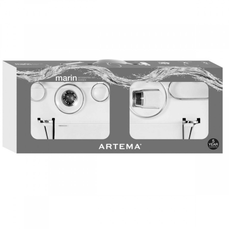 Seturi de accesorii - Set complet accesorii baie cu 6 piese, contine polita, suport prosop, suport periuta de dinti, suport sapun cu farfurie, suport hartie igienica, suport halat baie | A44924