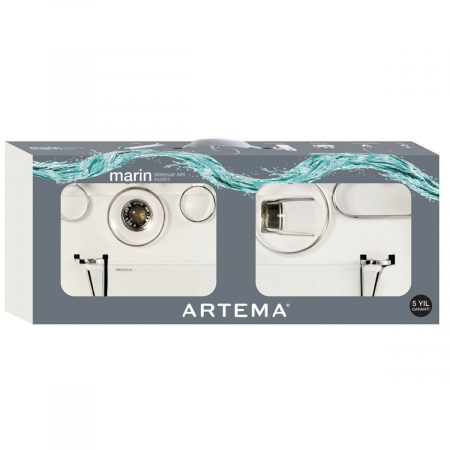 Seturi de accesorii - Set complet accesorii baie cu 7 piese, contine oglinda, polita, suport prosop, suport periuta de dinti, suport sapun cu farfurie, suport hartie igienica, suport halat baie | A44949