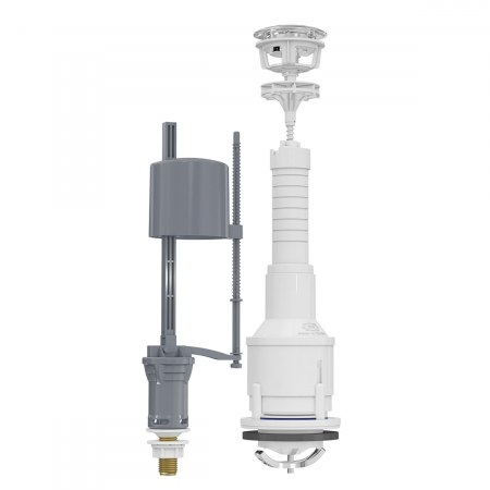 Mecanism / valva golire rezervor WC, alimentare pe jos cu racord alama 3/8, cu buton, set complet | 3004-100 [0]