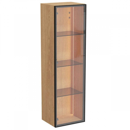 Mobilier de baie - Edge tall unit, 35cm, cu glass usa, scurt light oak, stanga | 67142