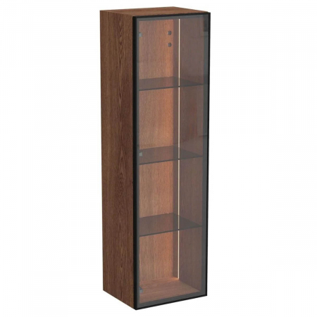 Mobilier de baie - Edge tall unit, 35cm, cu glass usa, scurt walnut, stanga | 67161