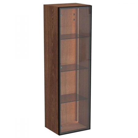 Mobilier de baie - Edge tall unit, 35cm, cu glass usa, scurt walnut, dreapta | 67253