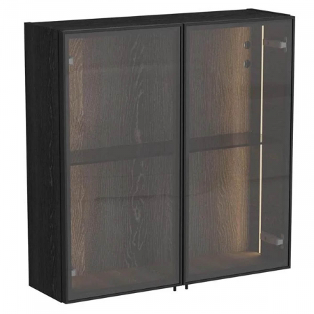Mobilier de baie - Edge upper unit, 67cm, cu glass usa, negru oak | 67201