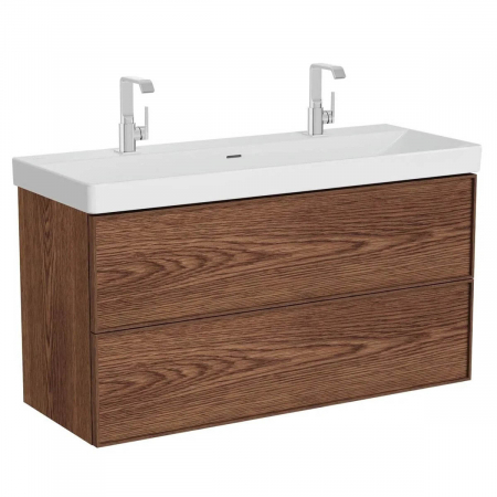 Mobilier de baie - Edge Unitate de baza lavoar baie 120 cm, cu 2 drawers, cu standard lavoar / chiuveta baie walnut | 67153