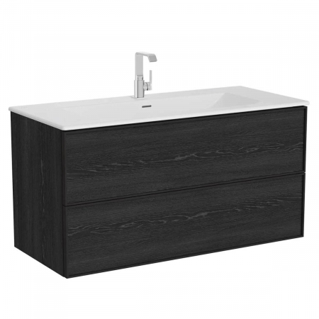 Mobilier de baie - Edge Unitate de baza lavoar baie 120 cm, cu 2 drawers, cu Lavoar / chiuveta baie tip vanity, negru oak | 67195
