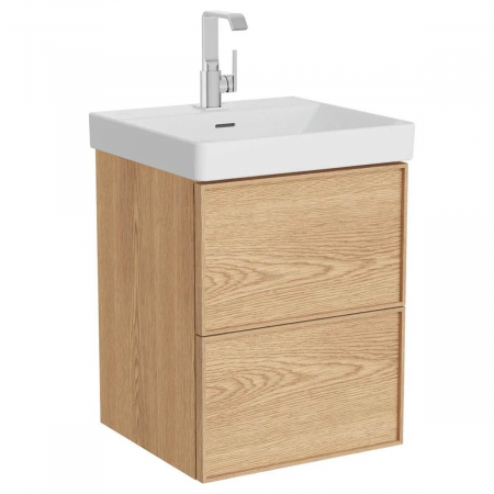Mobilier de baie - Edge Unitate de baza lavoar baie 50cm cu 2 drawers, cu standard lavoar / chiuveta baie light oak | 67130